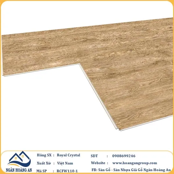 Sàn Đá Công Nghệ Giả Gỗ Hèm Khóa SPC Royal Crystal RCFW110-1 (S02)